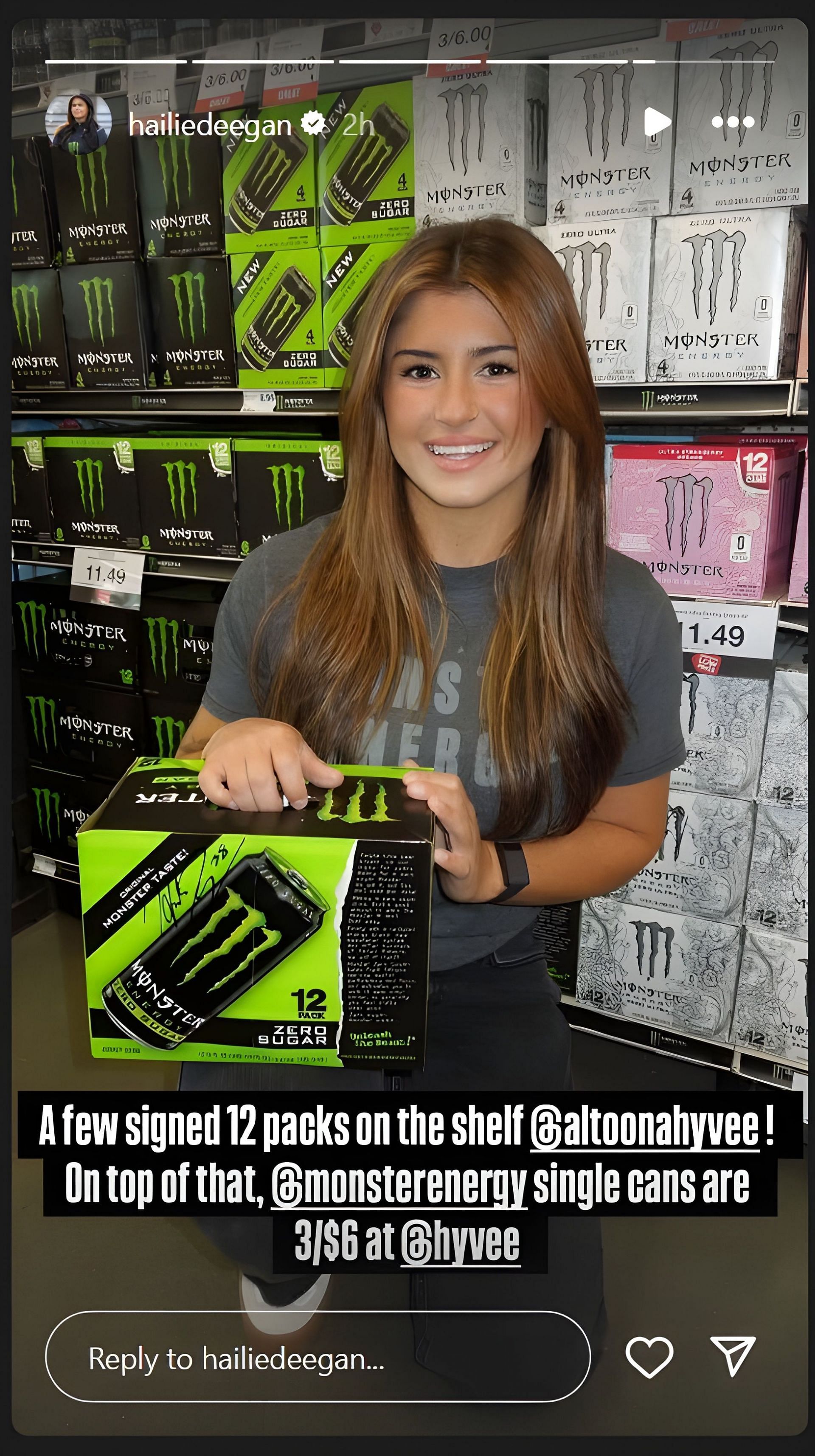A snapshot of Hailie Deegan's Instagram story (@hailiedeegan)